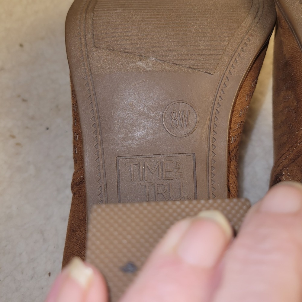 Time and Tru Tan Laser-Cut Open-Toe Block Heel Sandals - Picture 9 of 10